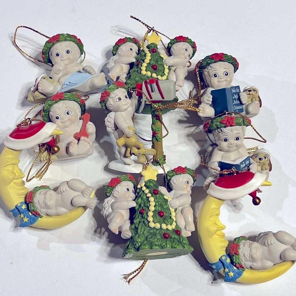 Vintage Dreamsicles Cherub Christmas Ornaments Lot Of 9